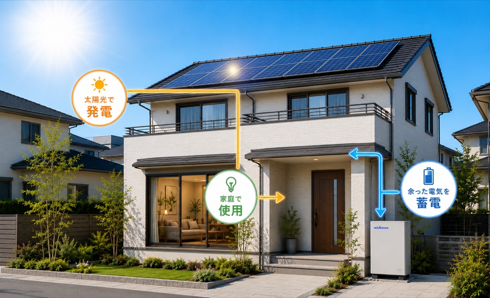 日本の住宅で太陽光発電